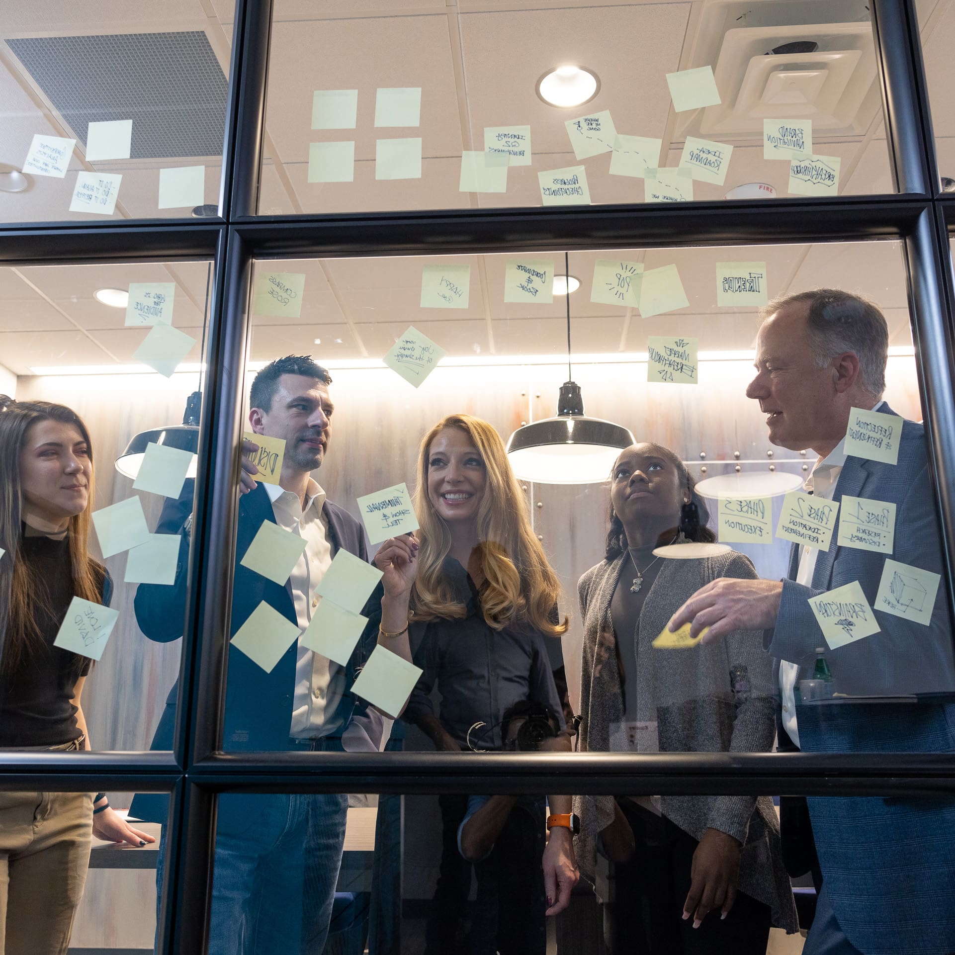 Team members in a brand brainstorming session