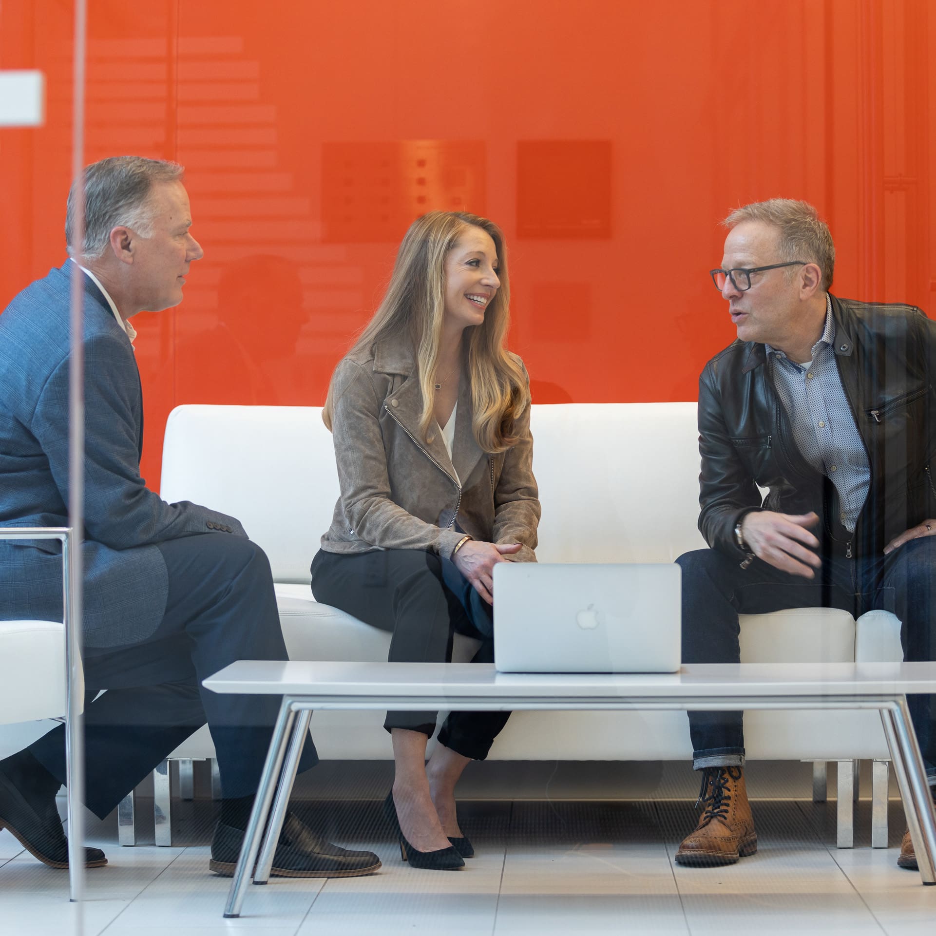 Executives working together on a strategy session.